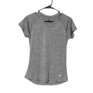 Women’s small gym top short sleeve grey gray top athletic wear work out running